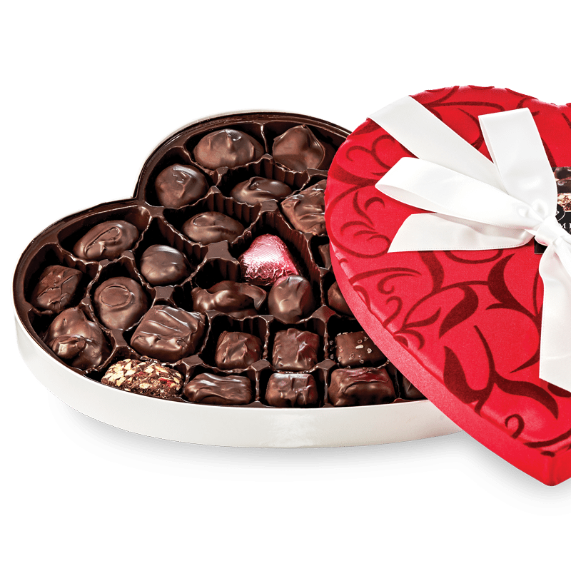 heart-shaped chocolate gift box