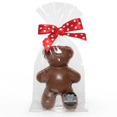 Milk Chocolate Teddy Bear with Red Bow
