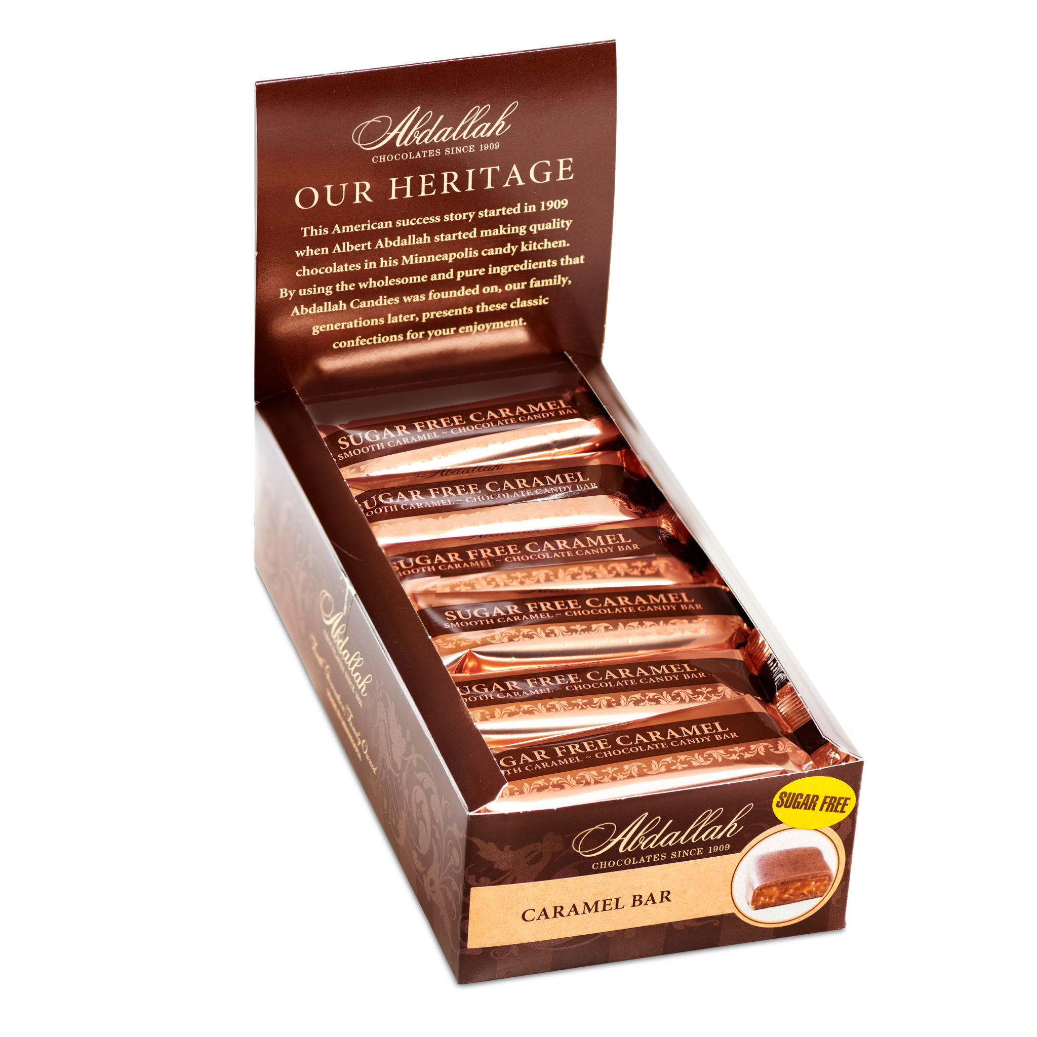 Sugar Free Chocolate Caramel Bar ~ 24 ct by Abdallah Candies