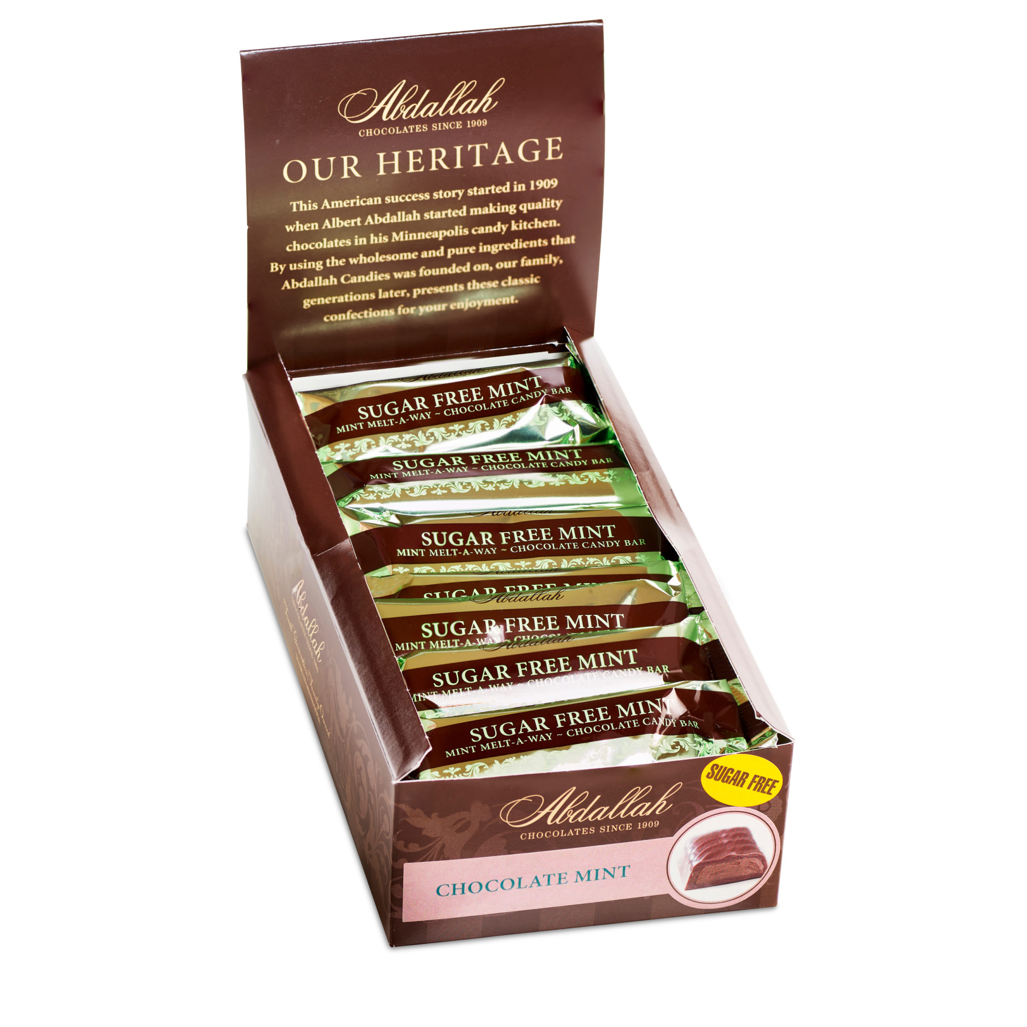 Sugar Free Chocolate Mint Bar ~ 24 ct by Abdallah Candies, MN's Premier ...