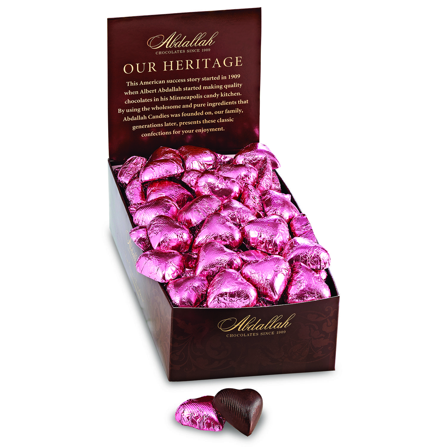 Pink Foiled Dark Chocolate Hearts