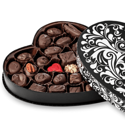 Black Swirl Heart - Assorted Dark Chocolates