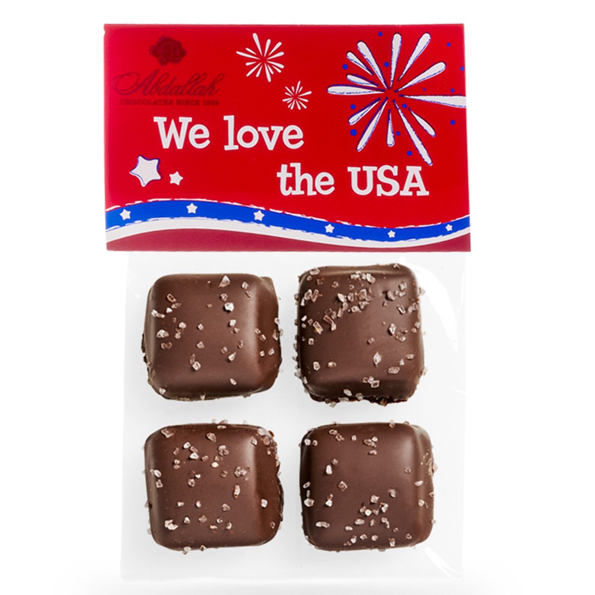 Patriotic Sea Salt Caramels - Dark Chocolate ~ 16 ct