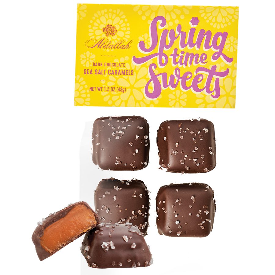 Spring Time Sweets - Dark Chocolate Sea Salt Caramels ~ 16 ct